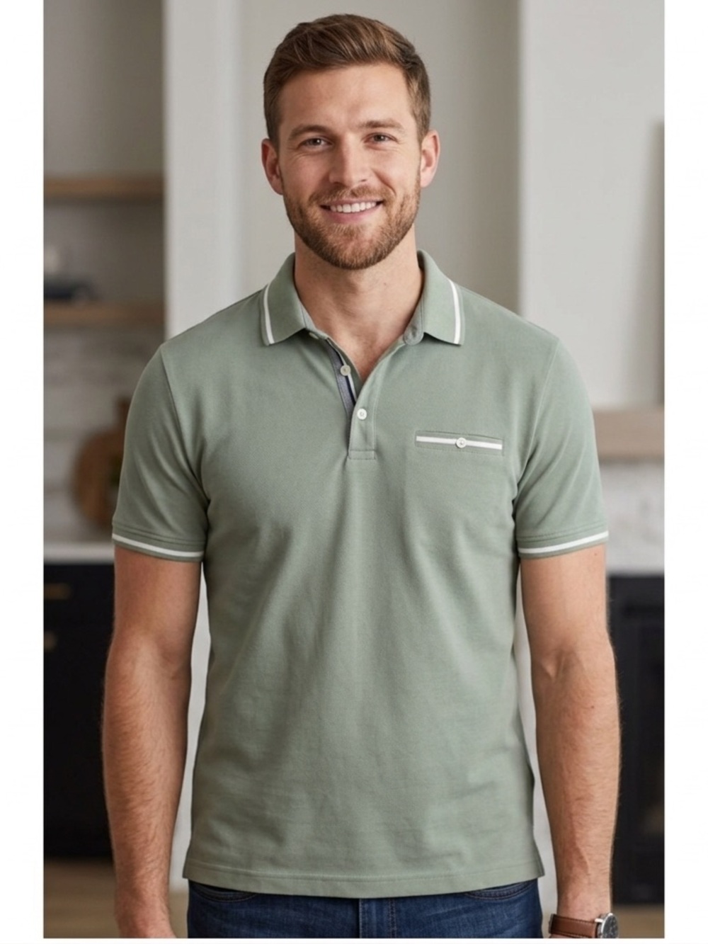 Denim & Flower Olive Polo Shirt